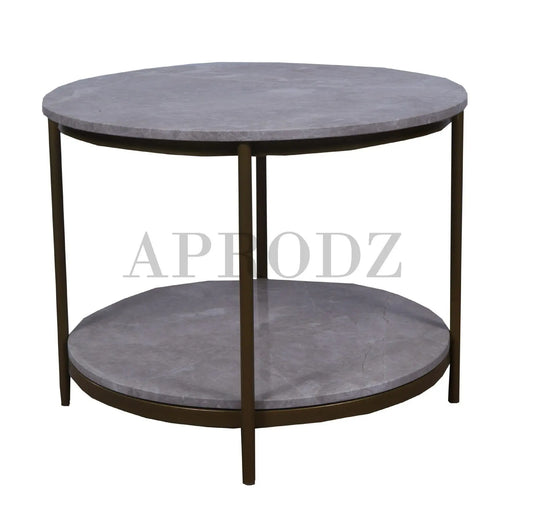 Translation missing: en.Marbmeto Italian Marble Top and Metal Coffee Table (Metal - Grey + Gold PowderCoated) 