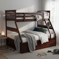 Sheesham Twin/Queen Bunk Bed with 2 Drawer Storage for Bedroom (Rosewood - Brown) 