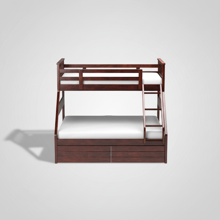 Translation missing: en.Sheesham Twin/Queen Bunk Bed with 2 Drawer Storage for Bedroom (Rosewood - Brown) 
