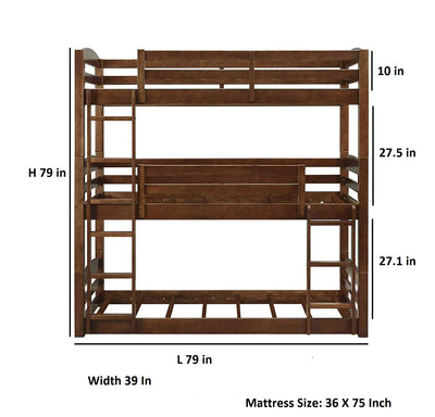 Ipsotu Mango Wood Bunk Bed Without Storage Single Bed Furniture for Bedroom Living Room