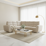 L-Shaped Sectional 6-Seater Sofa with Tufted Cushion Padded Armrest Perfect Fabric Corner Sofa for Guests Living Room, Drawing Room, Office & Lounge (Light Grey) 