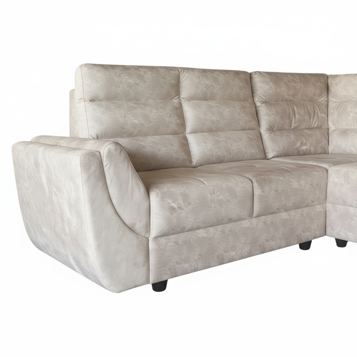 Translation missing: en.L-Shaped Sectional 6-Seater Sofa with Tufted Cushion Padded Armrest Perfect Fabric Corner Sofa for Guests Living Room, Drawing Room, Office &amp; Lounge (Light Grey) 