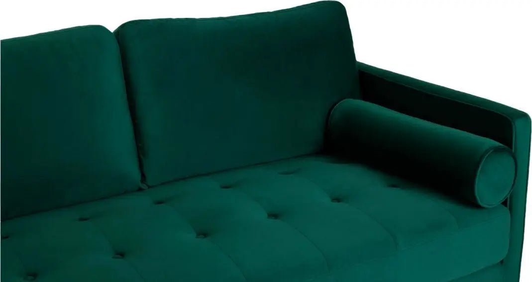 MidCen Wooden LHS L Shape 3 Seater Sectional Sofa Set with High-Density Comfortable Foam for Living Room (Fabric- Velvet Dark Green) 