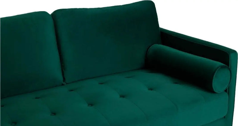 MidCen Wooden LHS L Shape 3 Seater Sectional Sofa Set with High-Density Comfortable Foam for Living Room (Fabric- Velvet Dark Green) 