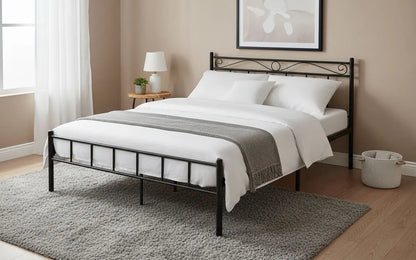 Metal Bed Frame Without Storage – Minimalist & Durable Design | Black Color 