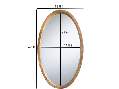 Mango Wood Megair Wall Decorative Mirror Frame| Wooden Mirror | Brown Finish