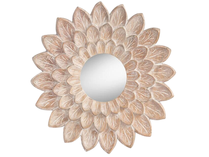 Mango Wood Mirei Wall Decorative Mirror Frame| Wooden Mirror | Brown Finish