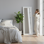 Tall White Full Length Mirror 52×160 cm | Slim Floor Standing Full Body Dressing Mirror | Modern White Frame Mirror for Bedroom, Living Room, Hallway & Studio 