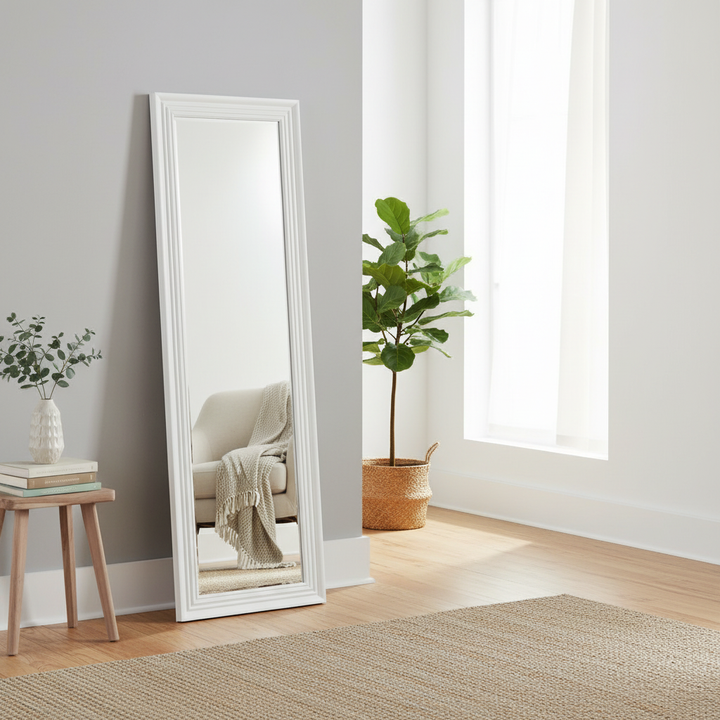 Translation missing: en.Tall White Full Length Mirror 52×160 cm | Slim Floor Standing Full Body Dressing Mirror | Modern White Frame Mirror for Bedroom, Living Room, Hallway &amp; Studio 