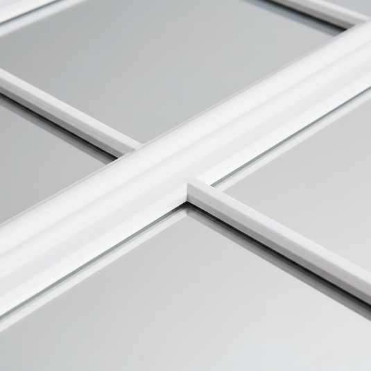 Translation missing: en.Large Matte White Window Mirror 130×95 cm | Decorative Grid Frame Wall Mirror | Oversized Statement Mirror for Living Room, Bedroom, Hallway &amp; Home Décor 