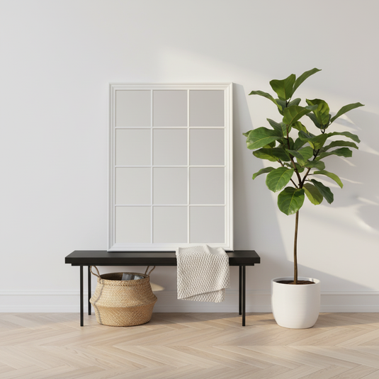 Translation missing: en.Large Matte White Window Mirror 130×95 cm | Decorative Grid Frame Wall Mirror | Oversized Statement Mirror for Living Room, Bedroom, Hallway &amp; Home Décor 