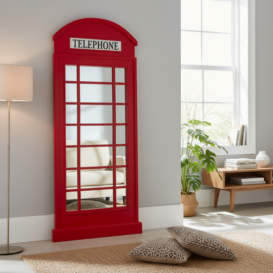 Full Length Mirror - Multi-Panel Style | Vintage Telephone Box Style Floor Mirror | Tall Full Body Dressing Mirror for Bedroom, Living Room, Hallway & Studio Décor 