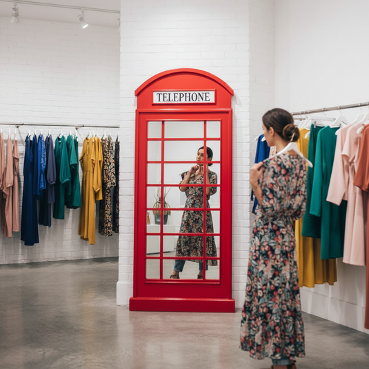 Translation missing: en.Full Length Mirror - Multi-Panel Style | Vintage Telephone Box Style Floor Mirror | Tall Full Body Dressing Mirror for Bedroom, Living Room, Hallway &amp; Studio Décor 