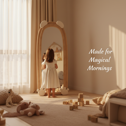 Translation missing: en.Full Length Bear Dressing Mirror | Floor Standing Full Body Mirror with Cute Bear Frame | Decorative Bedroom &amp; Clothing Store Fitting Mirror for Home, Kids Room &amp; Studio 