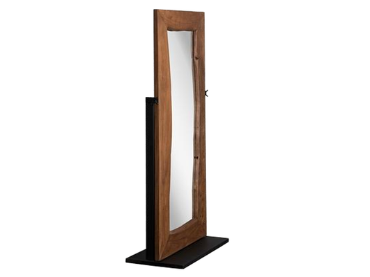 Mango Wood Home Decorative Heddwyn Standing Mirror for Living Room | Teak Finish