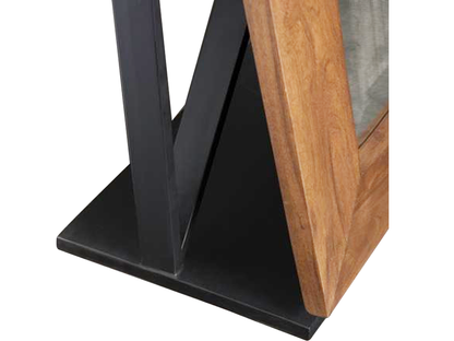 Mango Wood Home Decorative Heddwyn Standing Mirror for Living Room | Teak Finish