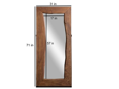 Mango Wood Home Decorative Heddwyn Standing Mirror for Living Room | Teak Finish