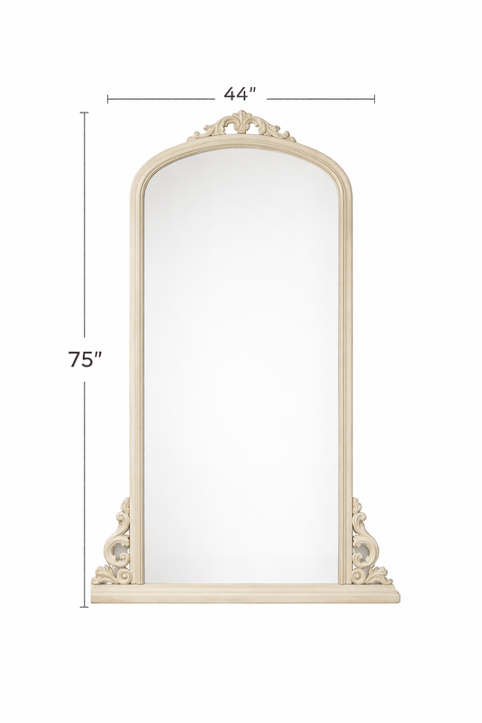 Translation missing: en.Mango Wood Thana Standing Wall Decorative Mirror Frame| Wooden Mirror | White Finish 