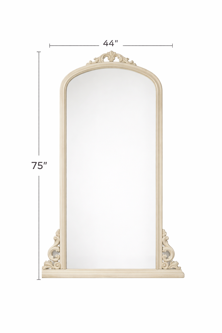 Translation missing: en.Mango Wood Thana Standing Wall Decorative Mirror Frame| Wooden Mirror | White Finish 