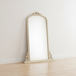 Mango Wood Thana Standing Wall Decorative Mirror Frame| Wooden Mirror | White Finish 