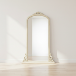 Mango Wood Thana Standing Wall Decorative Mirror Frame| Wooden Mirror | White Finish 