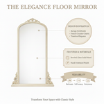 Mango Wood Thana Standing Wall Decorative Mirror Frame| Wooden Mirror | White Finish 