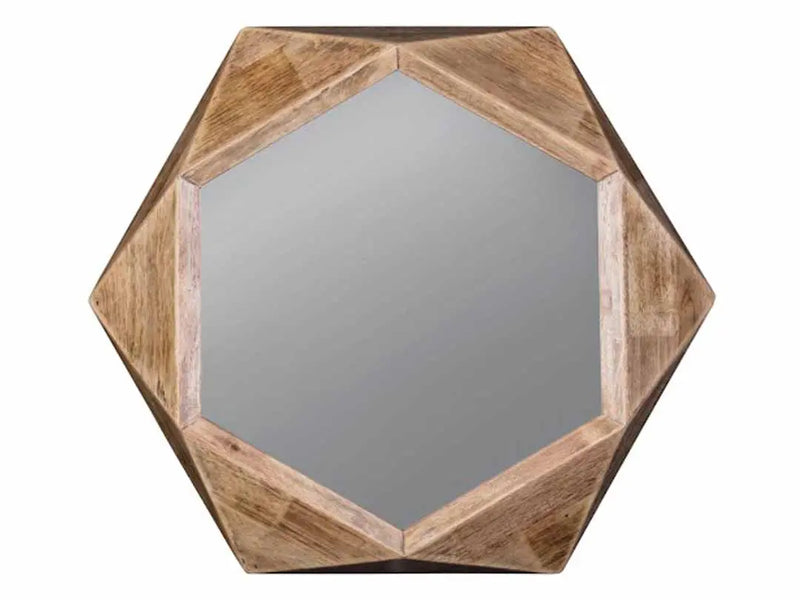 Mango Wood Guiom Wall Decorative Mirror Frame| Wooden Mirror | Brown Finish 