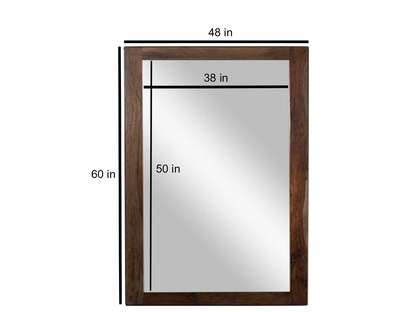 Sheesham Wood Mubin Wall Decorative Mirror Frame| Wooden Mirror | Brown Finish