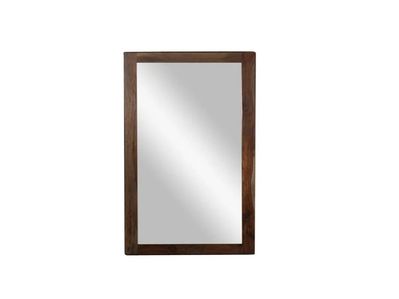 Sheesham Wood Mubin Wall Decorative Mirror Frame| Wooden Mirror | Brown Finish 