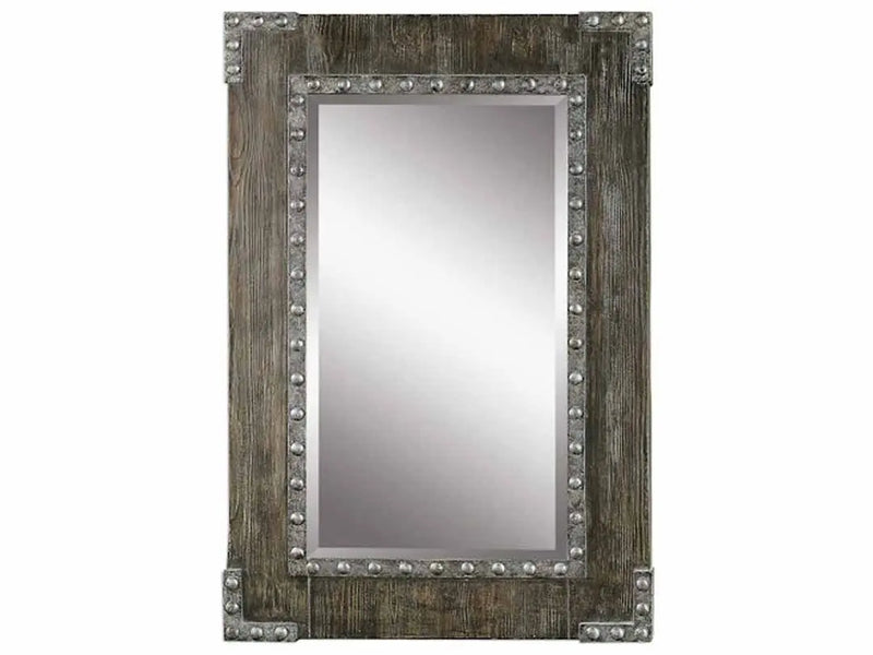 Mango Wood Reyna Wall Decorative Mirror Frame| Wooden Mirror | Brown Finish 