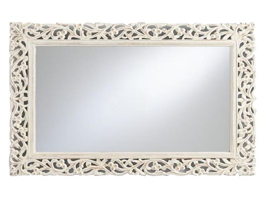 Mango Wood Home Decorative Perlo Wall Mirror for Living Room