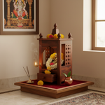 Handcrafted Sheesham Wood Temple with Storage for Pooja Room | Temple for Home | Pooja Mandir (Standard, Mahogany) 