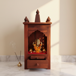 Handcrafted Sheesham Wood Temple with Storage for Pooja Room | Temple for Home | Pooja Mandir (Standard, Mahogany) 