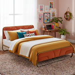 Modern Metal Platform Bed Frame with Upholstered Velvet Tufted Headboard & Heavy-Duty Slat Support - Black 