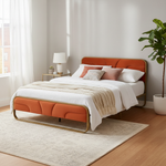 Modern Metal Platform Bed Frame with Upholstered Velvet Tufted Headboard & Heavy-Duty Slat Support - Black 