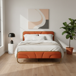 Modern Metal Platform Bed Frame with Upholstered Velvet Tufted Headboard & Heavy-Duty Slat Support - Black 