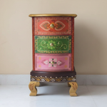 Modern Wooden Hand Painted 3 Drawer Cabinet for Living Room (Multicolour) 