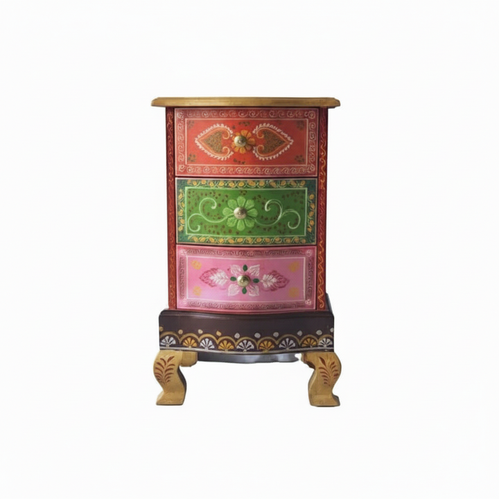 Translation missing: en.Modern Wooden Hand Painted 3 Drawer Cabinet for Living Room (Multicolour) 
