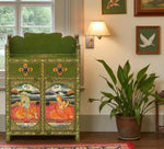 Handpainted Wooden Storage Cabinet Living Room (Multicolor) 