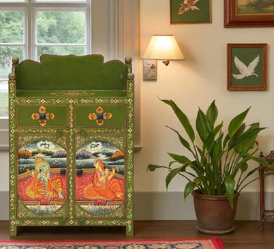 Translation missing: en.Handpainted Wooden Storage Cabinet Living Room (Multicolor) 