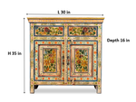 Wooden Handpainted Antique Cabinet with Door & Drawer Storage for Living Room (Multicolor) 