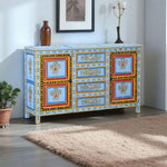 Wooden Handpainted Multipurpose Sideboard Storage Cabinet (Multicolor) 