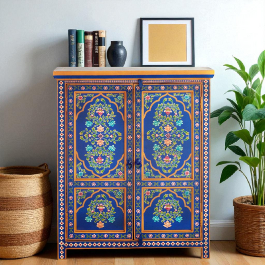 Wooden Handpainted Multipurpose Storage Cabinet for Living Room (Multicolor)