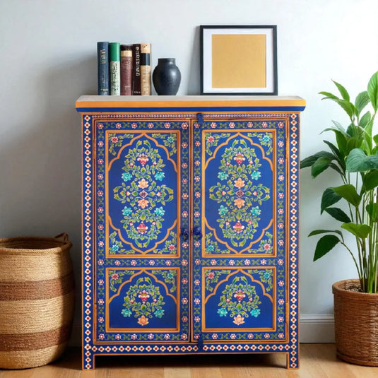 Translation missing: en.Wooden Handpainted Multipurpose Storage Cabinet for Living Room (Multicolor) 