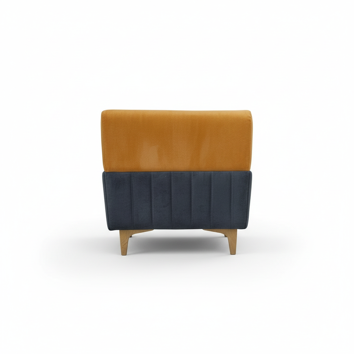 Translation missing: en.L-Shaped Sectional Sofa Set with Coffee Table and Two Ottoman Stools, Cushion Yellow and Grey, Fabric Upholstery, Metal Legs 