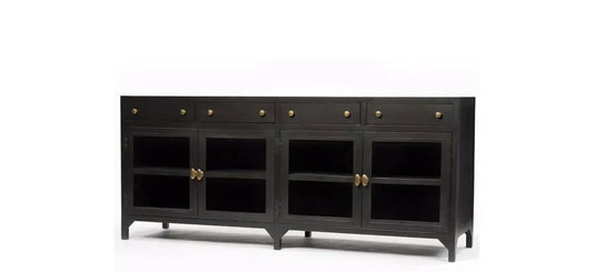Translation missing: en.Solid Wood Rudky Sideboard Storage Cabinet for Living Room | Wooden Cabinet for Kitchen | Brown Finish 