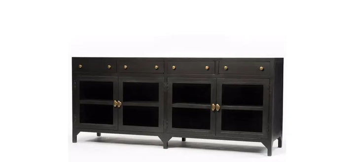 Translation missing: en.Solid Wood Rudky Sideboard Storage Cabinet for Living Room | Wooden Cabinet for Kitchen | Brown Finish 
