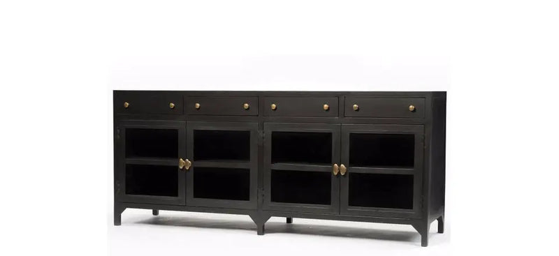 Solid Wood Rudky Sideboard Storage Cabinet for Living Room | Wooden Cabinet for Kitchen | Brown Finish 