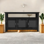 Kitchen Sideboard with Glass Doors | 2 Shelves Sheesham Wood Storage Organizer | Durable Stylish Wooden Furniture | Elegant Design Compact Multifunctional Home Decor 