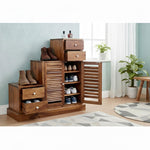 Sheesham Wood Storage Zuni Shoe Rack Cabinet for Living Room | 2 Shelf 4 Drawer Shoe Organizer | Brown 